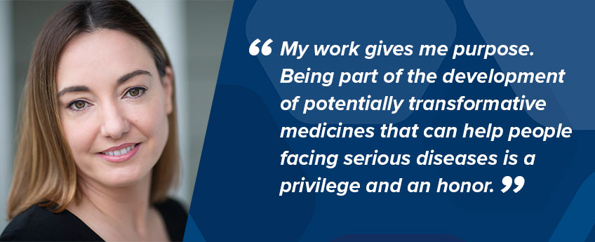 Gilead employee Nieves Velez de Mendizabal, Senior Director, Pharmacometrics, Clinical Pharmacology and Pharmacometrics says, “My work gives me purpose. Being part of the development of potentially transformative medicines that can help people facing serious diseases is a privilege and an honor.” 