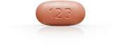 Atripla HIV treatment pill with "123" imprint 