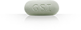 Light green Genvoya HIV pill with "GSI" imprint