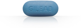 Blue Truvada HIV treatment pill with "Gilead" imprint